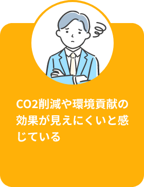 CO2削減や環境貢献の効果が見えにくいと感じている